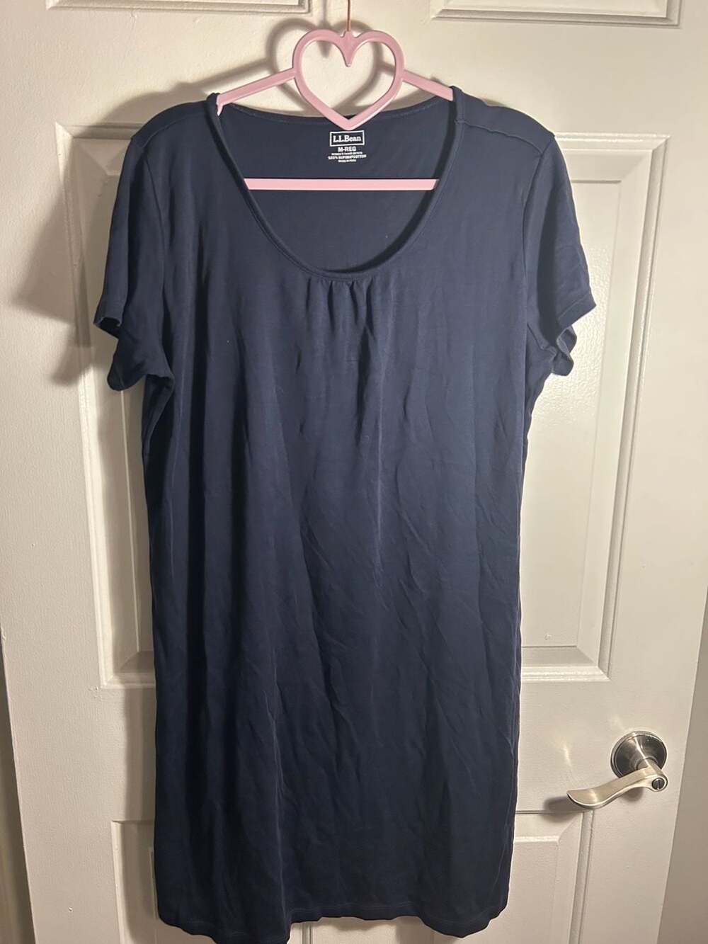 L.L.Bean Women's Supima Cotton Short-Sleeve Nightgown in Navy